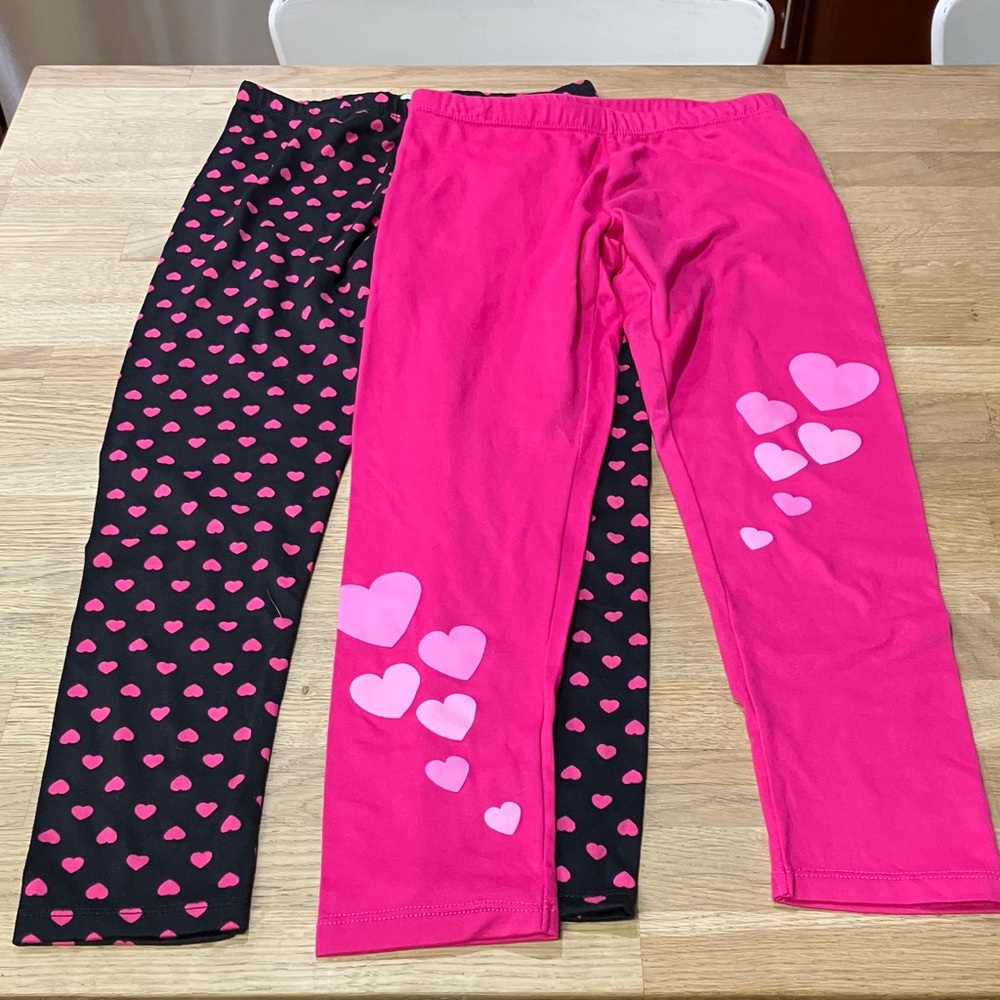 Forever me kids girl Pink and Black Heart Leggings Set